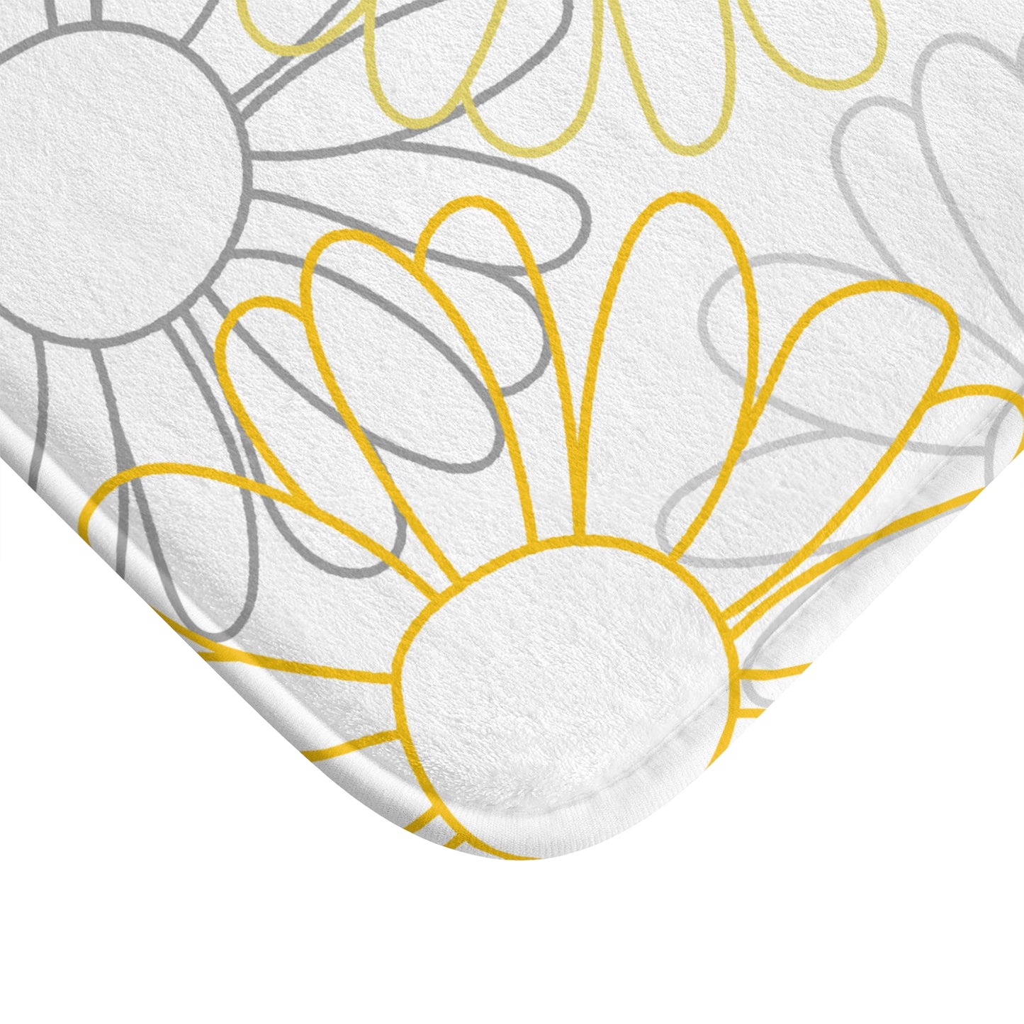 Grey And Yellow Pencil Flower Bath Mat