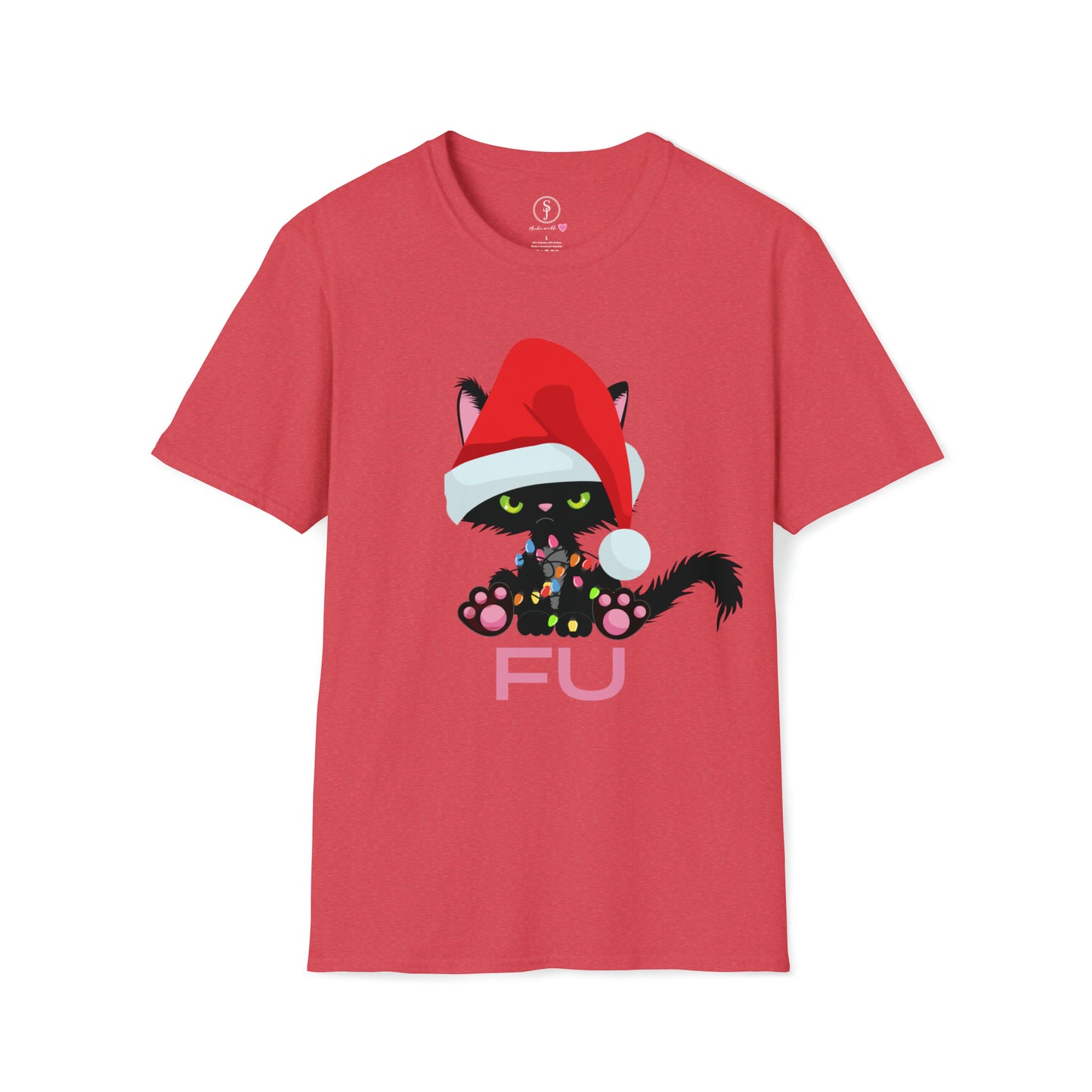 Christmas Humor, Grumpy Kittie In Lights, FU T-Shirt (Available In Other Colors) (Sizes Up To 3XL)