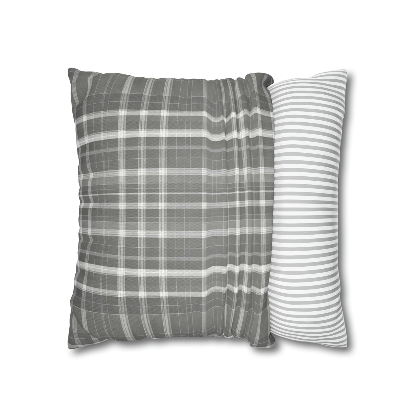 Grey And White Plaid Throw Pillow Cover