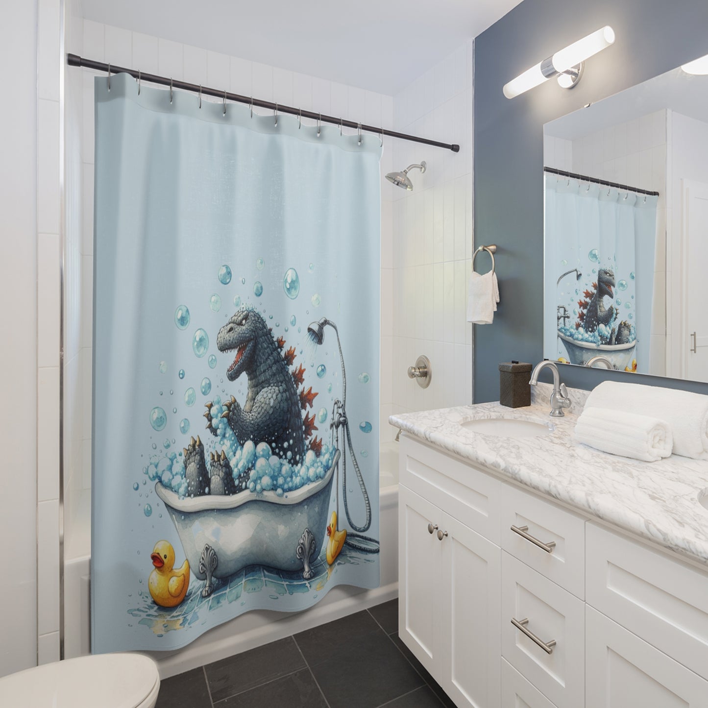 Baby Zilla Bubble Bath Shower Curtain