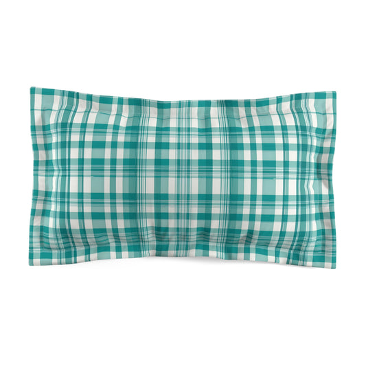 Turquoise And White Loose Plaid Pillow Sham