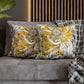 Yellow Grey And White Graphic Floral Throw Pillow Cover