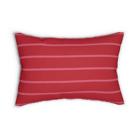 Pink Stripe In Red Lumbar Pillow