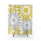 Grey And Yellow Flower Petal Shower Curtain