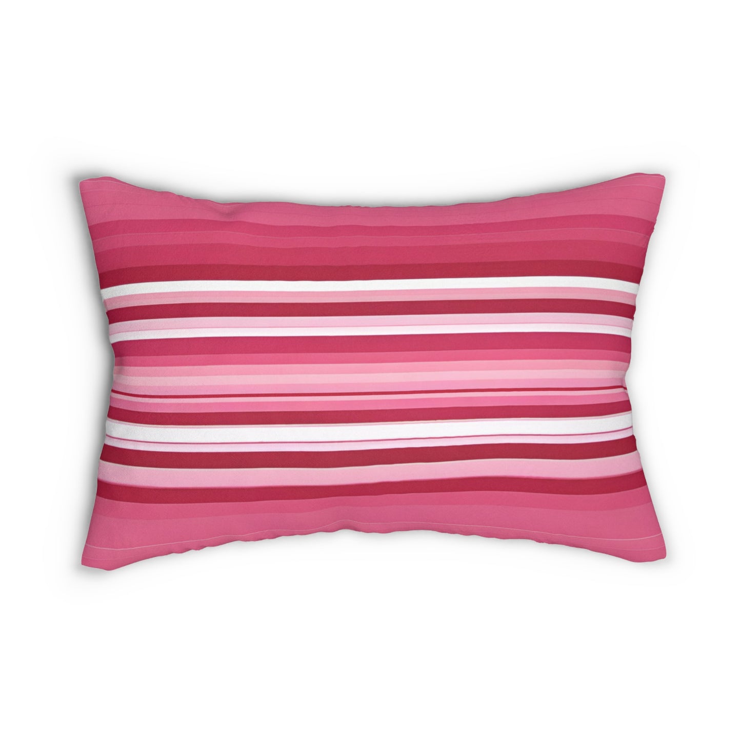 red pink and white striped lumbar pillow