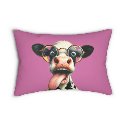 Pink Crazy Cow Lumbar Pillow