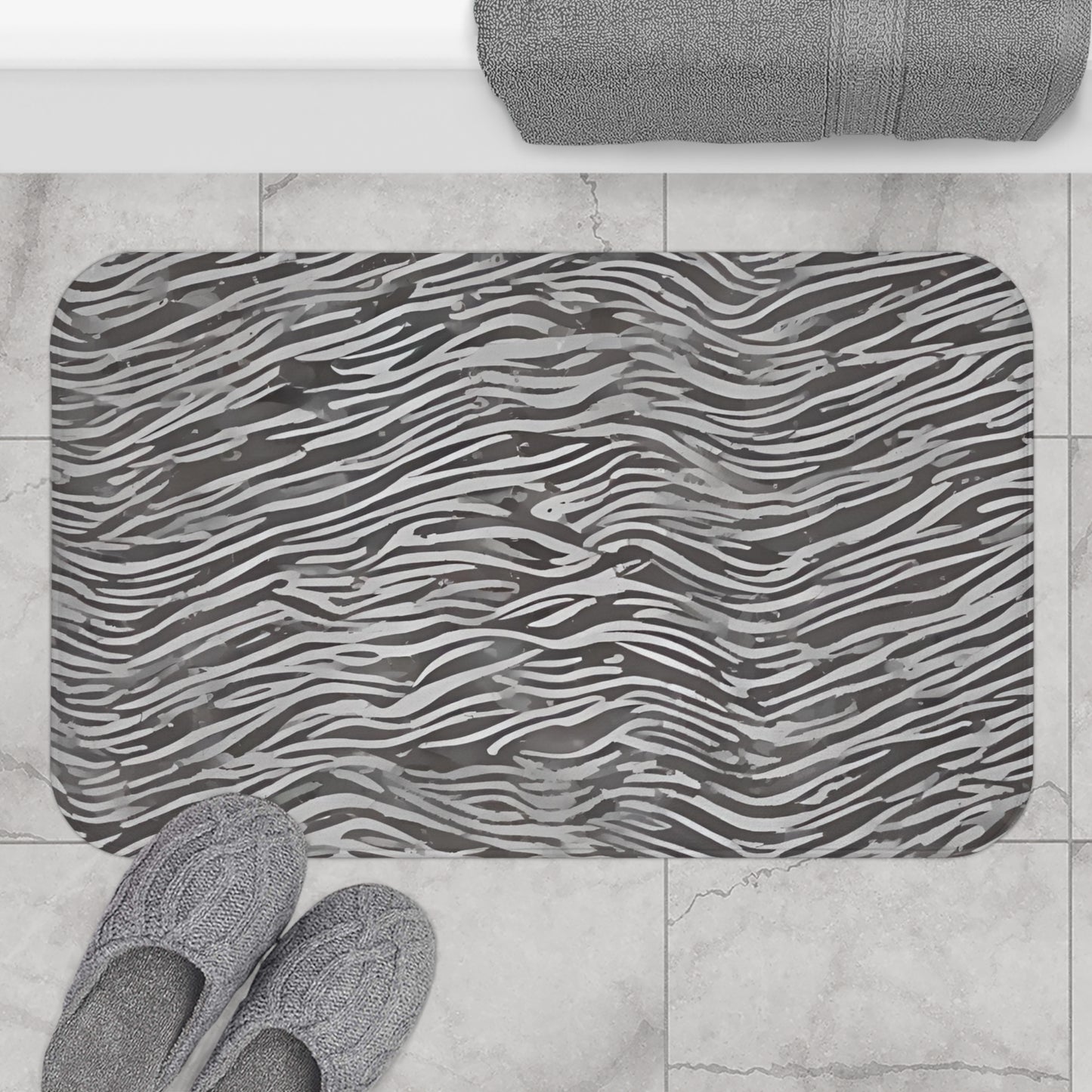 Organic Design Grey On Grey Bath Mat