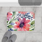 Watercolor Orange, Purple, Blue And Green Floral Bath Mat