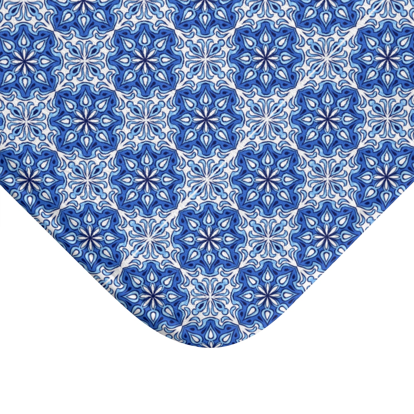 Blue And White Moroccan Style Bath Mat