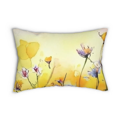 Soft Yellow Wildflower Lumbar Pillow