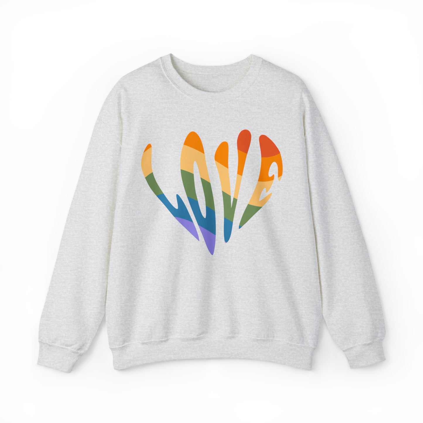 Retro Hippie Style, LOVE, Heavy Blend™ Crewneck Sweatshirt (Available In Other Colors)