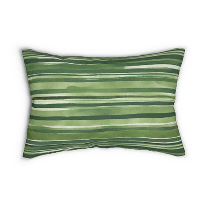 Organic Green Striped Lumbar Pillow