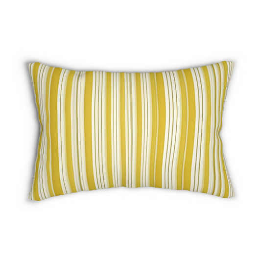 Vertical Yellow And White Stripe Lumbar Pillow