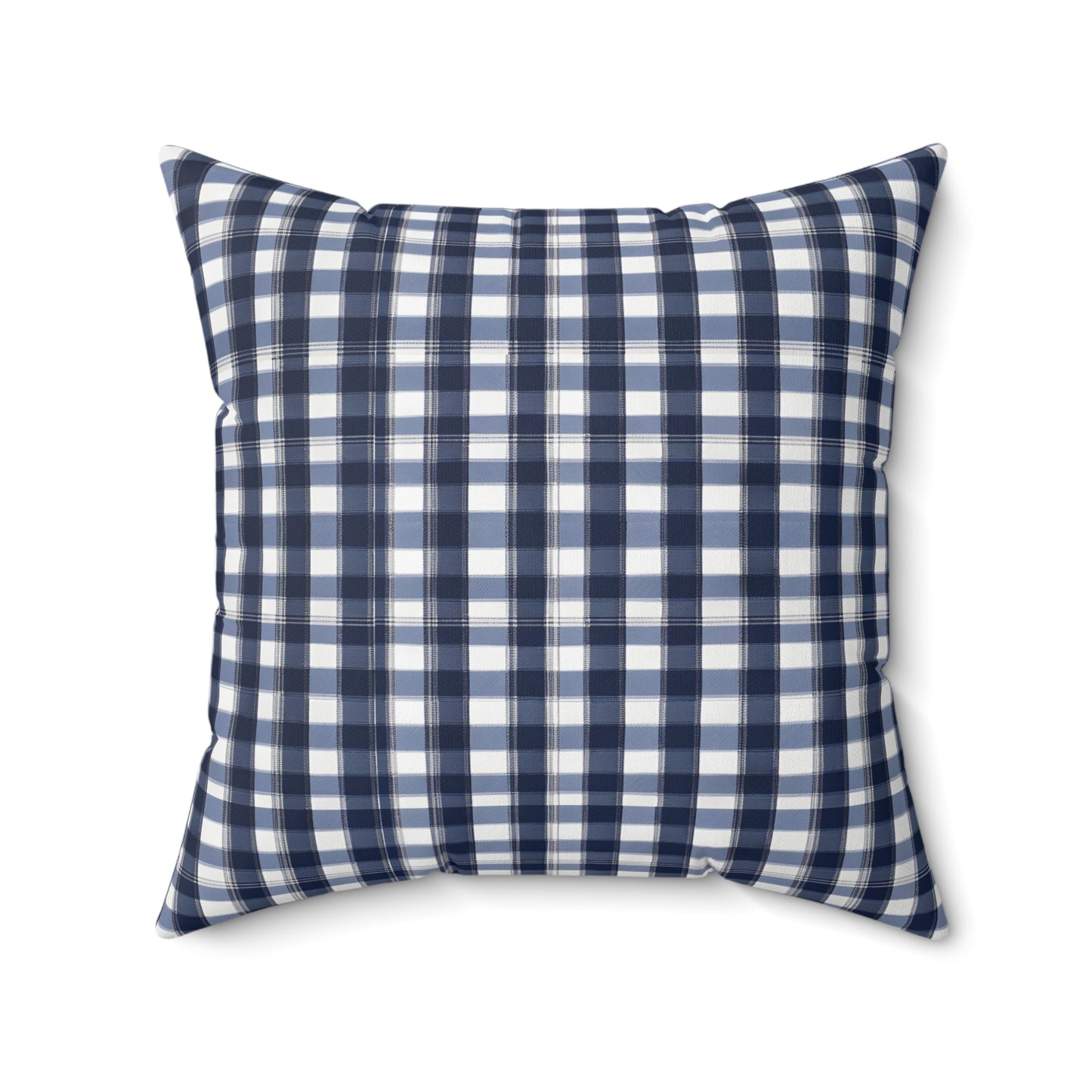 Blue And White Checker Board Plaid Decorative Throw Pillow