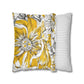 Yellow Grey And White Graphic Floral Throw Pillow Cover