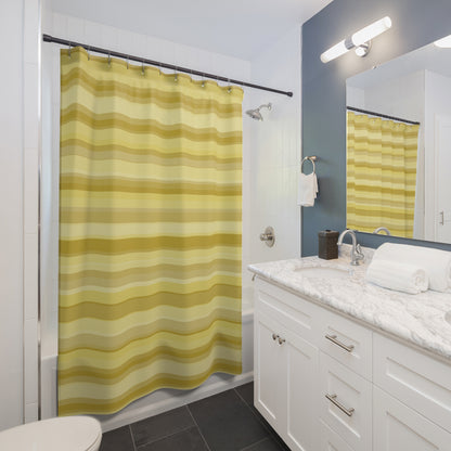 Golden Ochre Yellow Striped Shower Curtain