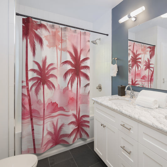 Pink And Red Tropical Palm Tree Shower Curtain