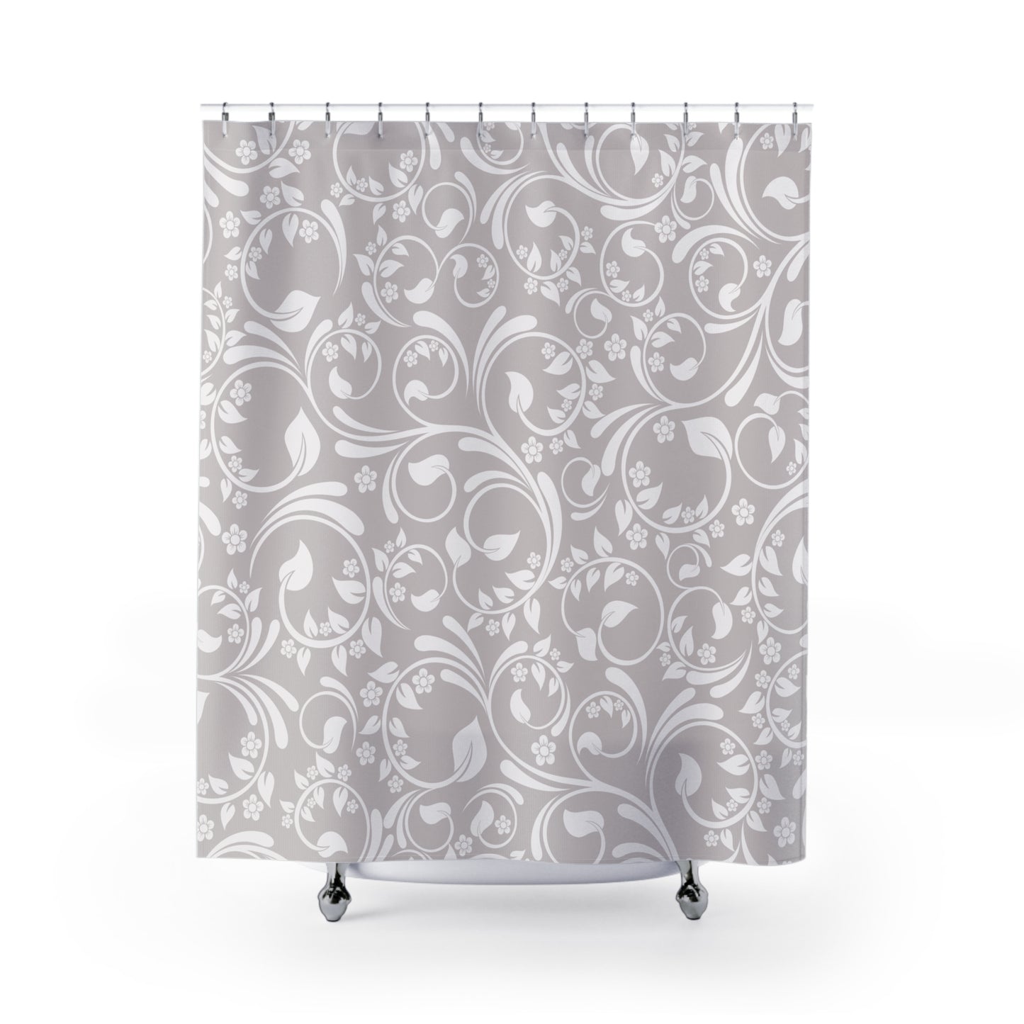 Grey And Light Grey Ornate Vine Shower Curtain