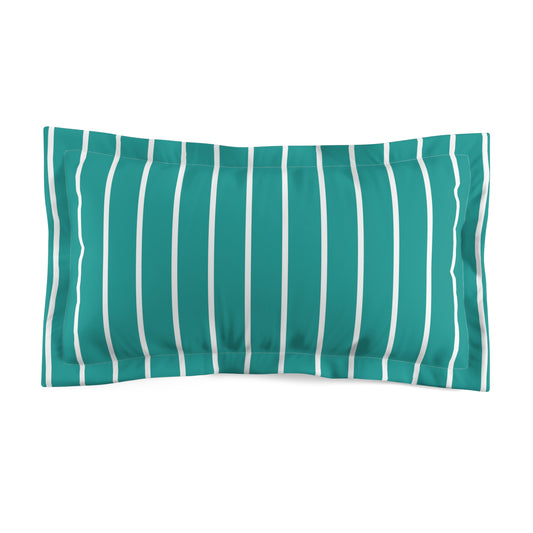 Vertical Turquoise And White Thin Stripe Pillow Sham