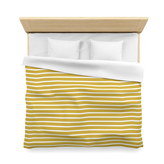 Yellow And White Striped Duvet Cover