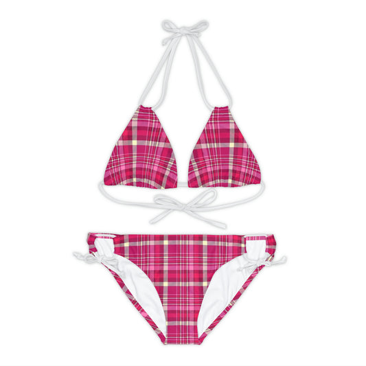 Pink Plaid Two Piece Bikini Set