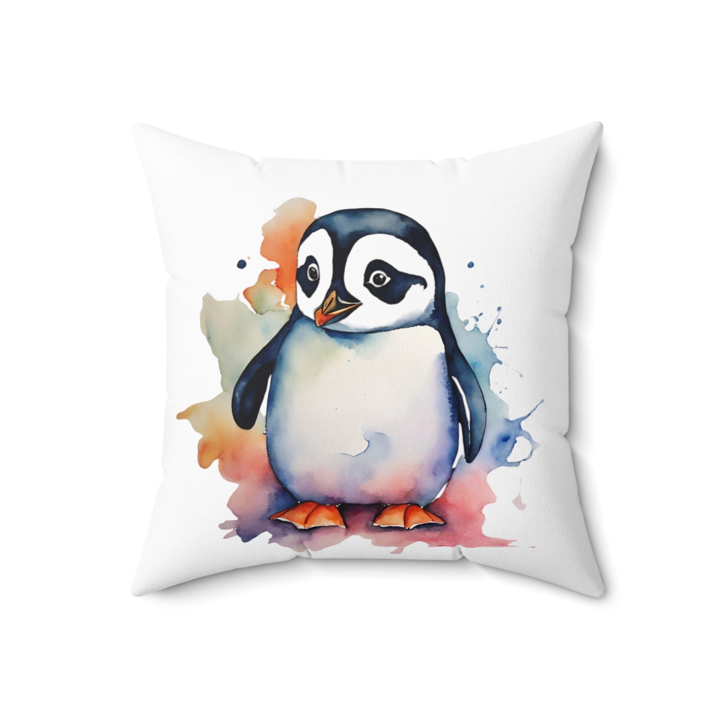 Watercolor Penguin In White Decorative Throw Pillow