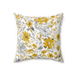 Yellow Grey And White Wildflower Graphic Floral Decorative Throw Pillow