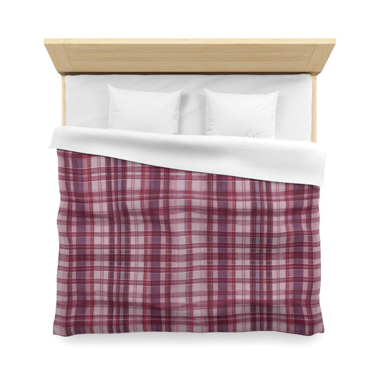 Muted Purple And Red Plaid Duvet Cover