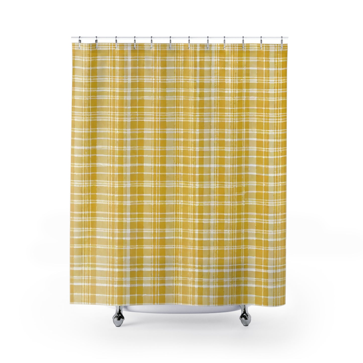 Yellow Ochre Plaid Shower Curtain