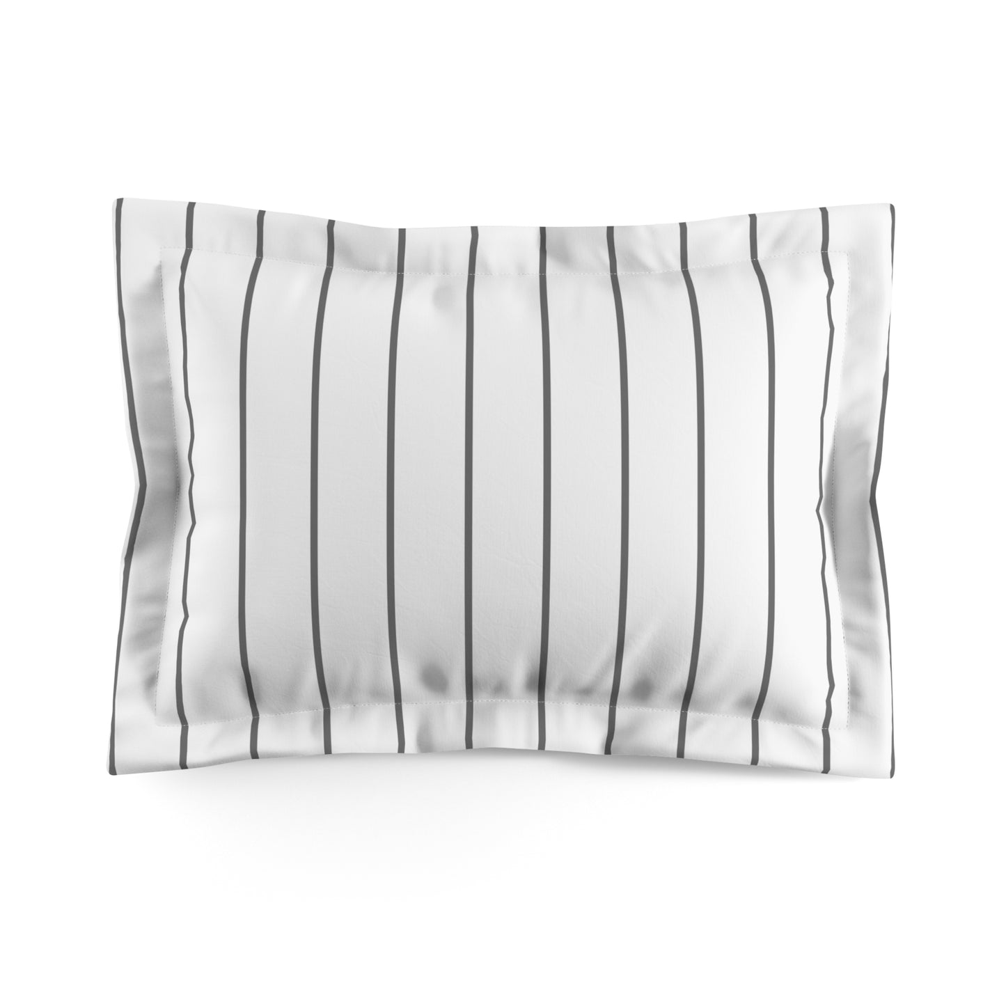 Vertical White With Grey Stripes Pillow Sham