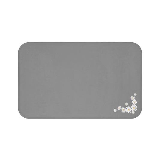 Daisies On Grey Background Bath Mat