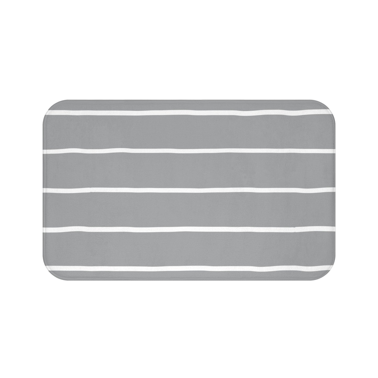 Light Grey Organic Flow White Stripe Bath Mat