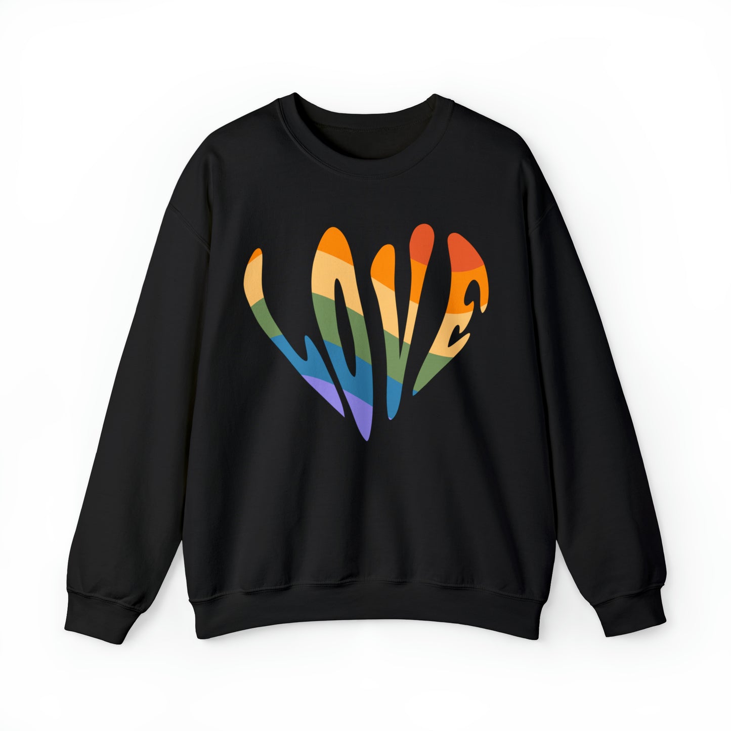 Retro Hippie Style, LOVE, Heavy Blend™ Crewneck Sweatshirt (Available In Other Colors)