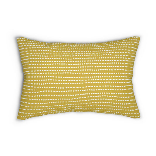Yellow And White Dot Lumbar Pillow