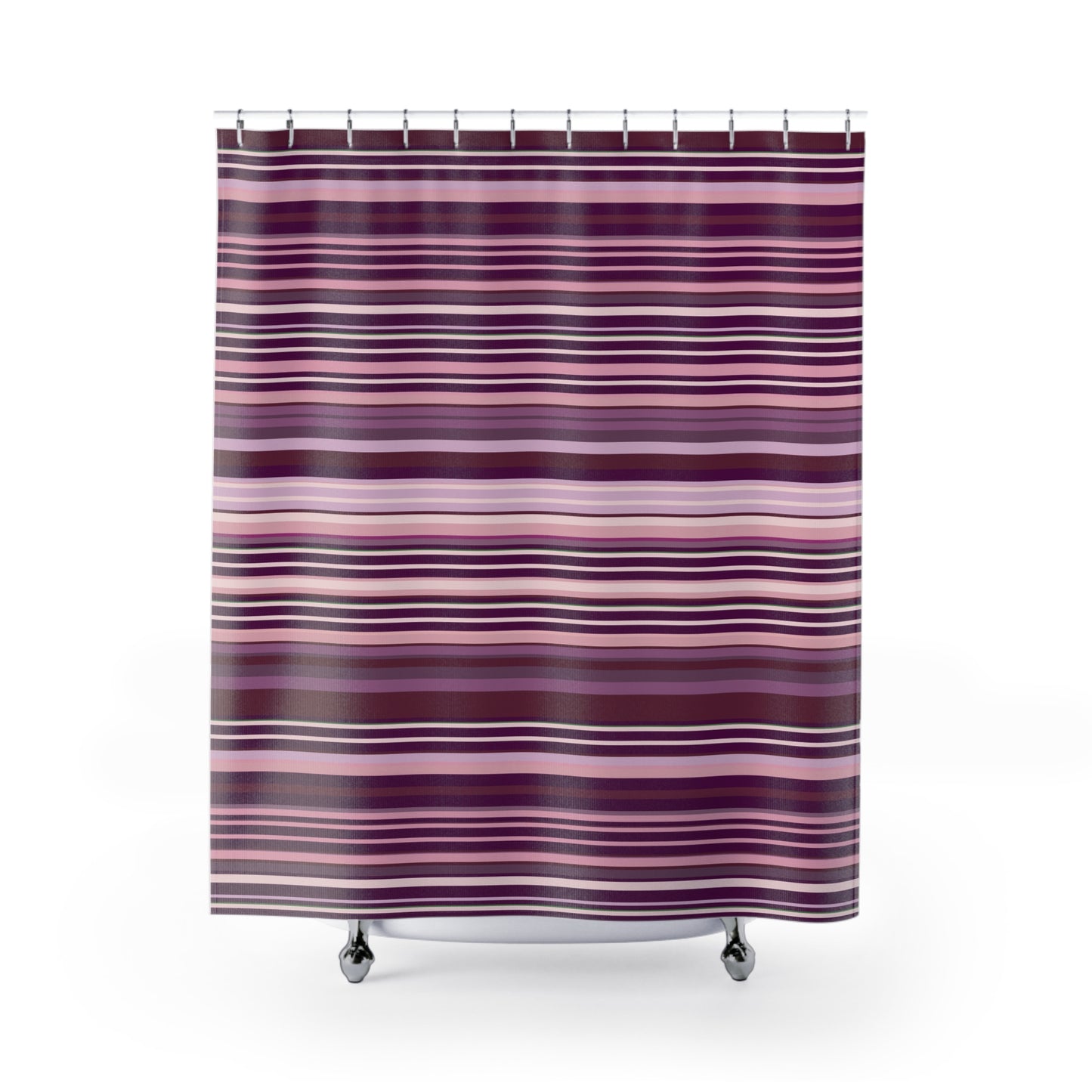 Plum Purple Striped Shower Curtain