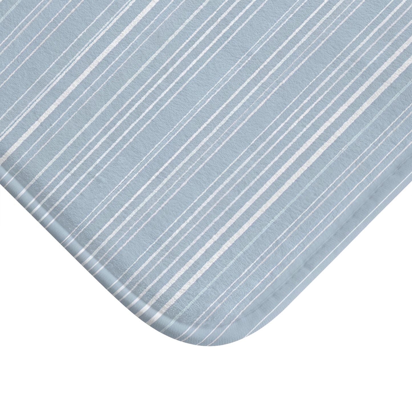 Blue And White Striped Bath Mat