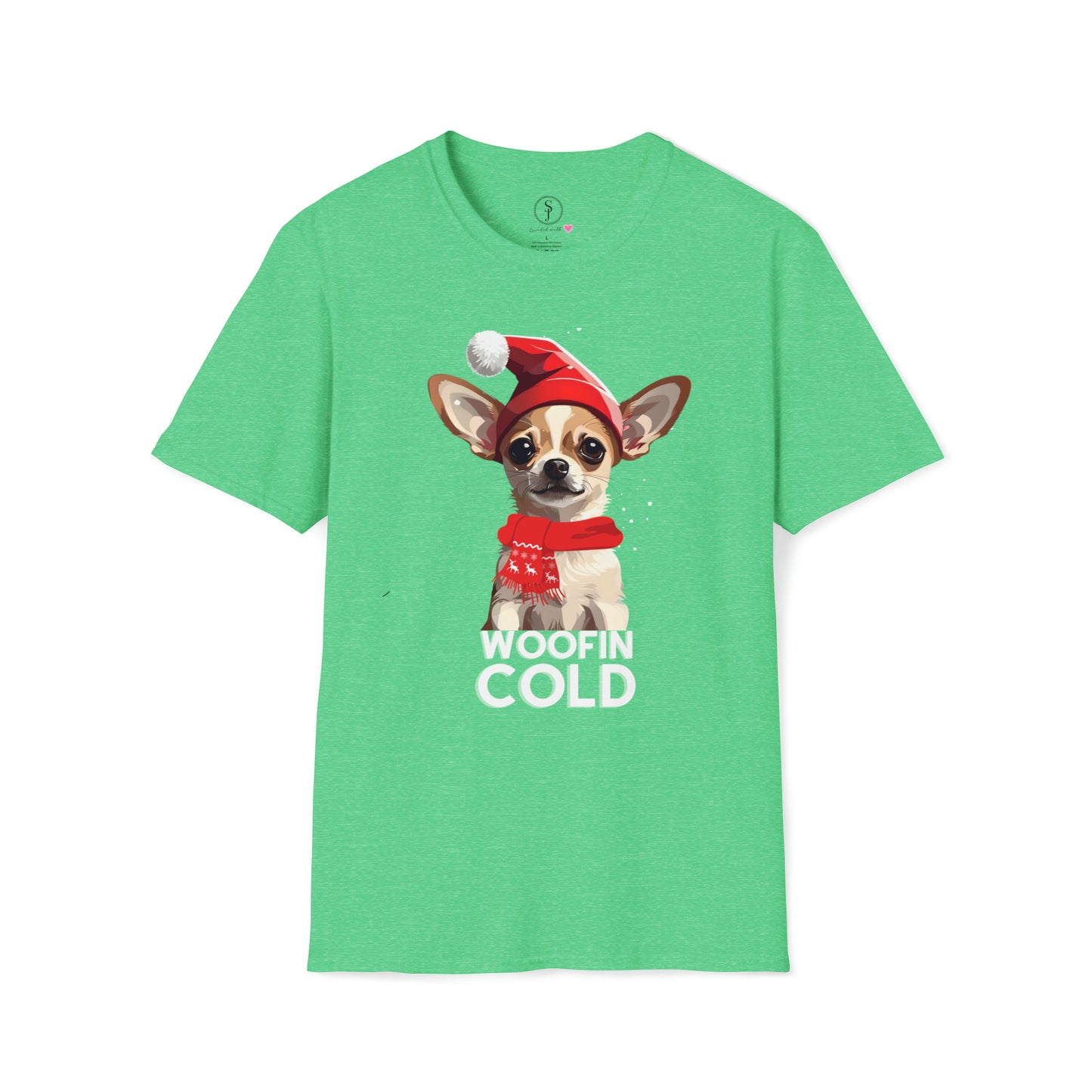 Christmas Vibes, Chihuahua Woofin Cold T-Shirt (Available In Other Colors) (Sizes Up To 3XL)