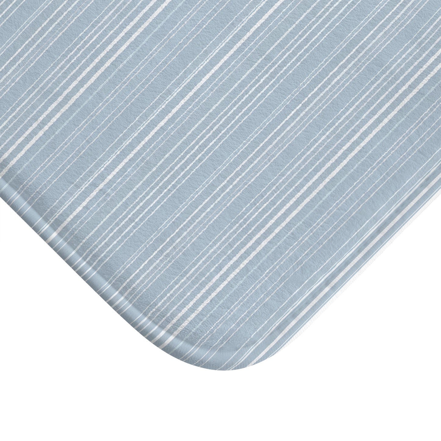 Blue And White Striped Bath Mat