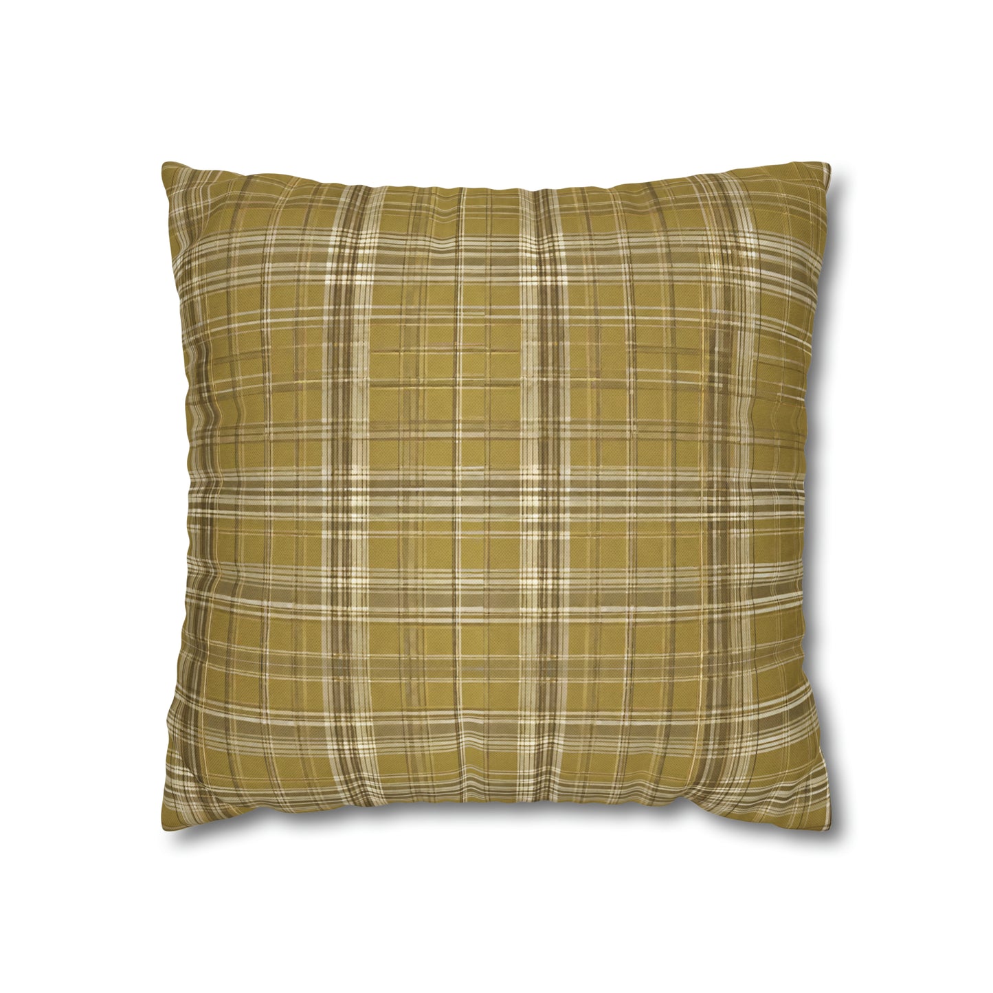 Gold And Cream Plaid Throw Pillow Cover