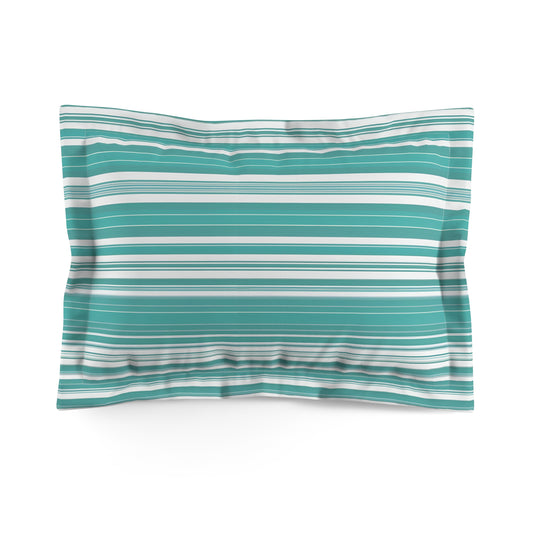 Turquoise And White Striped Pillow Sham
