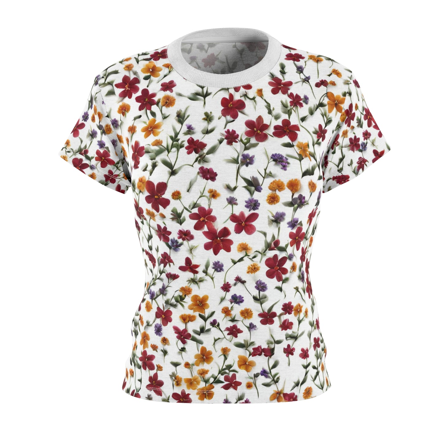 Perfect Tee Red Purple And Yellow Floral Women's Classic Short Sleeve T-Shirt