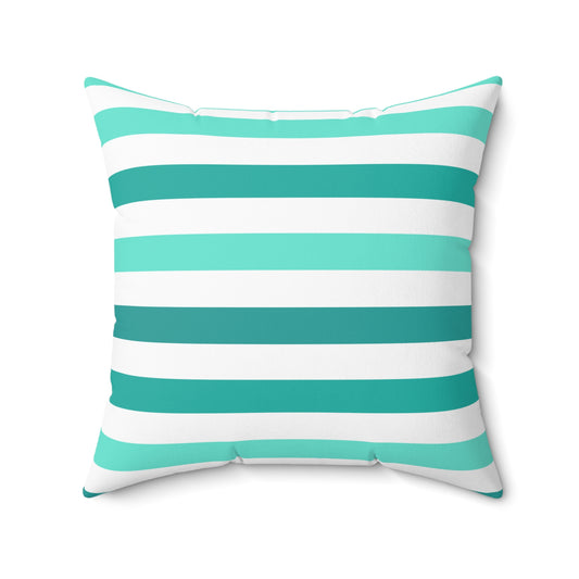 Turquoise And White Stripe Decorative Throw Pillow