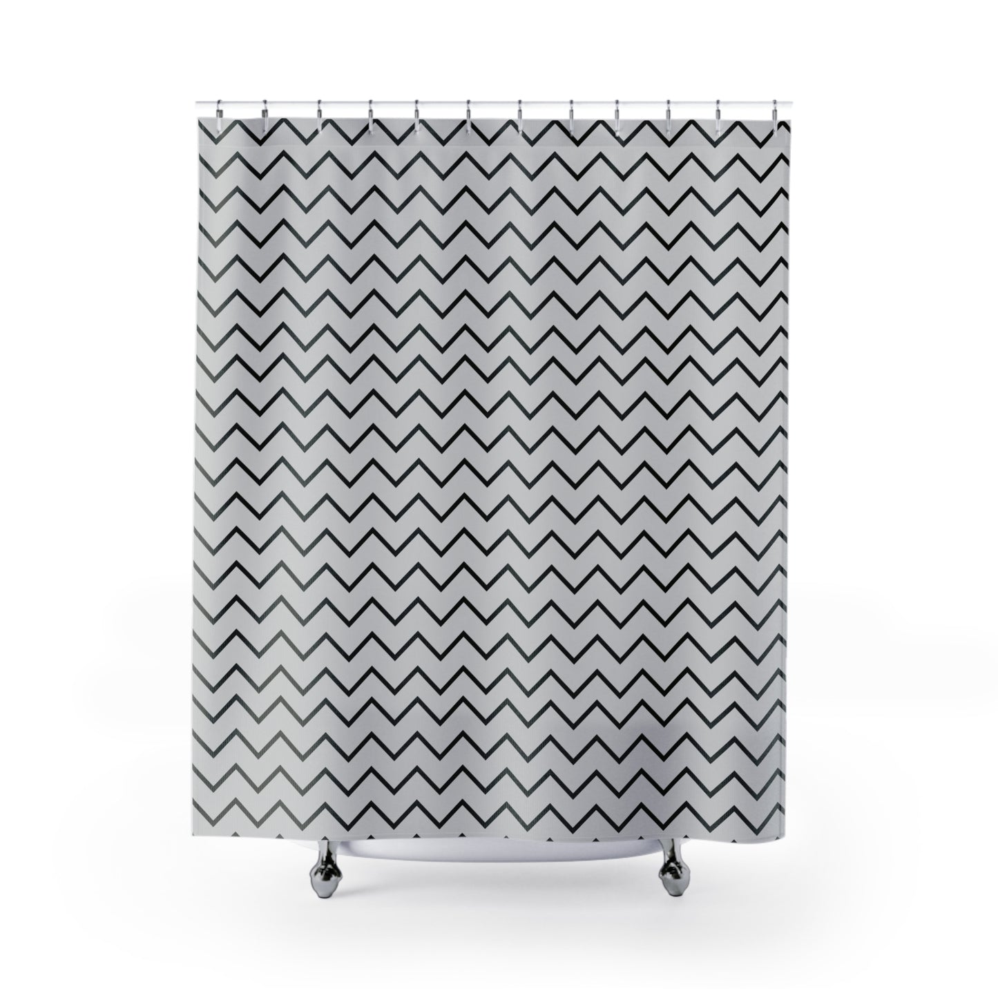 Black And Grey Zig-Zag Shower Curtain