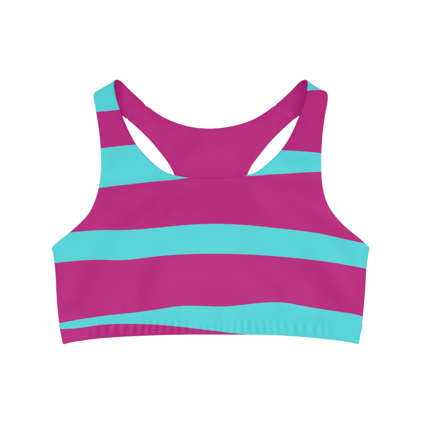 Turquoise & Purple Stripe Sports Bra