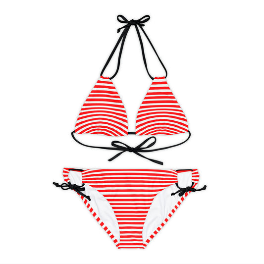 Red Stripe Two Piece Bikini Set