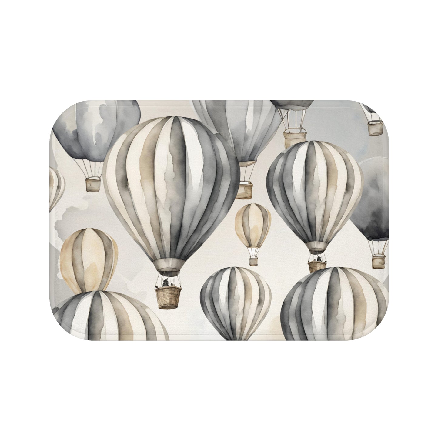 Cream White And Grey Hot Air Ballon Bath Mat