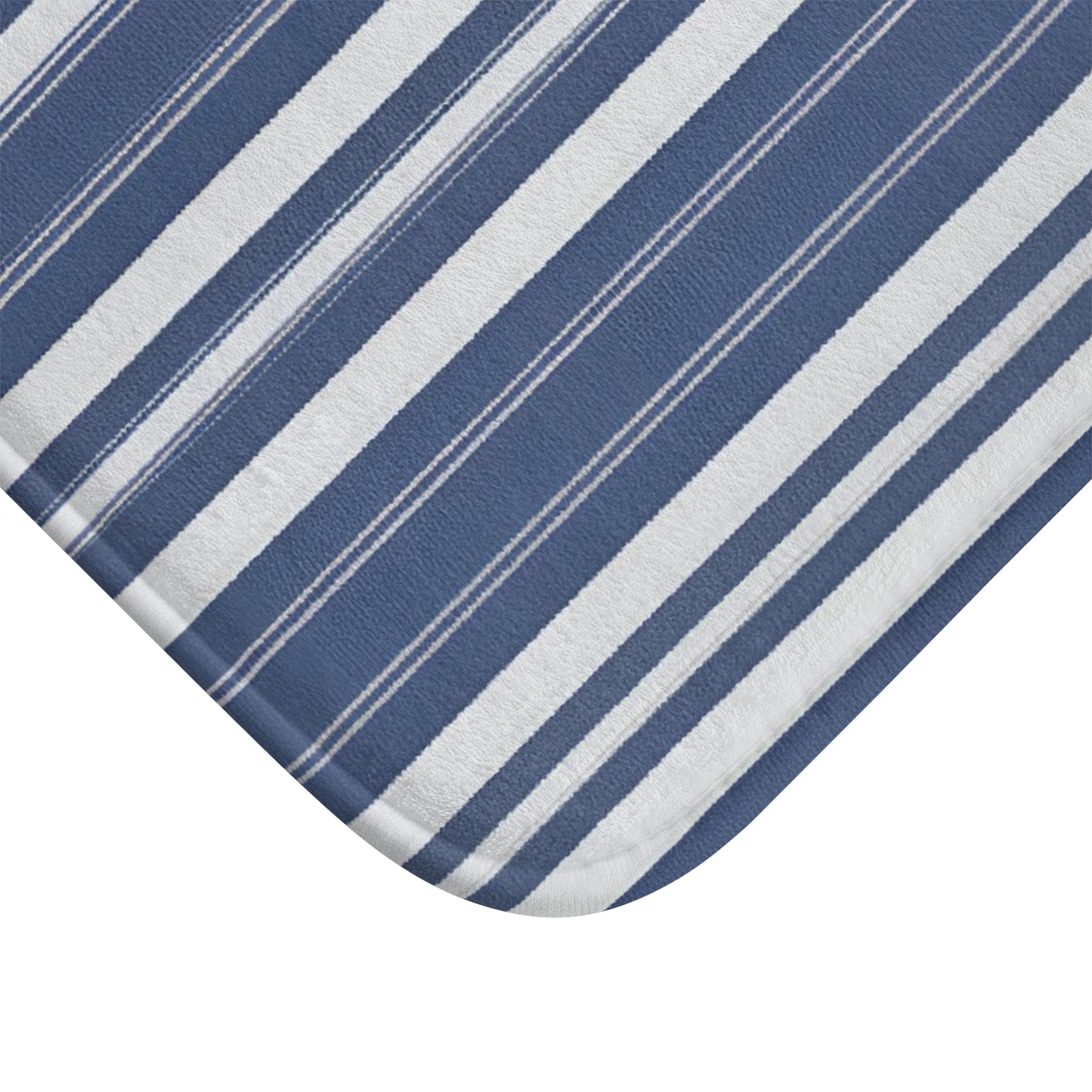 Blue Grey Striped Bath Mat