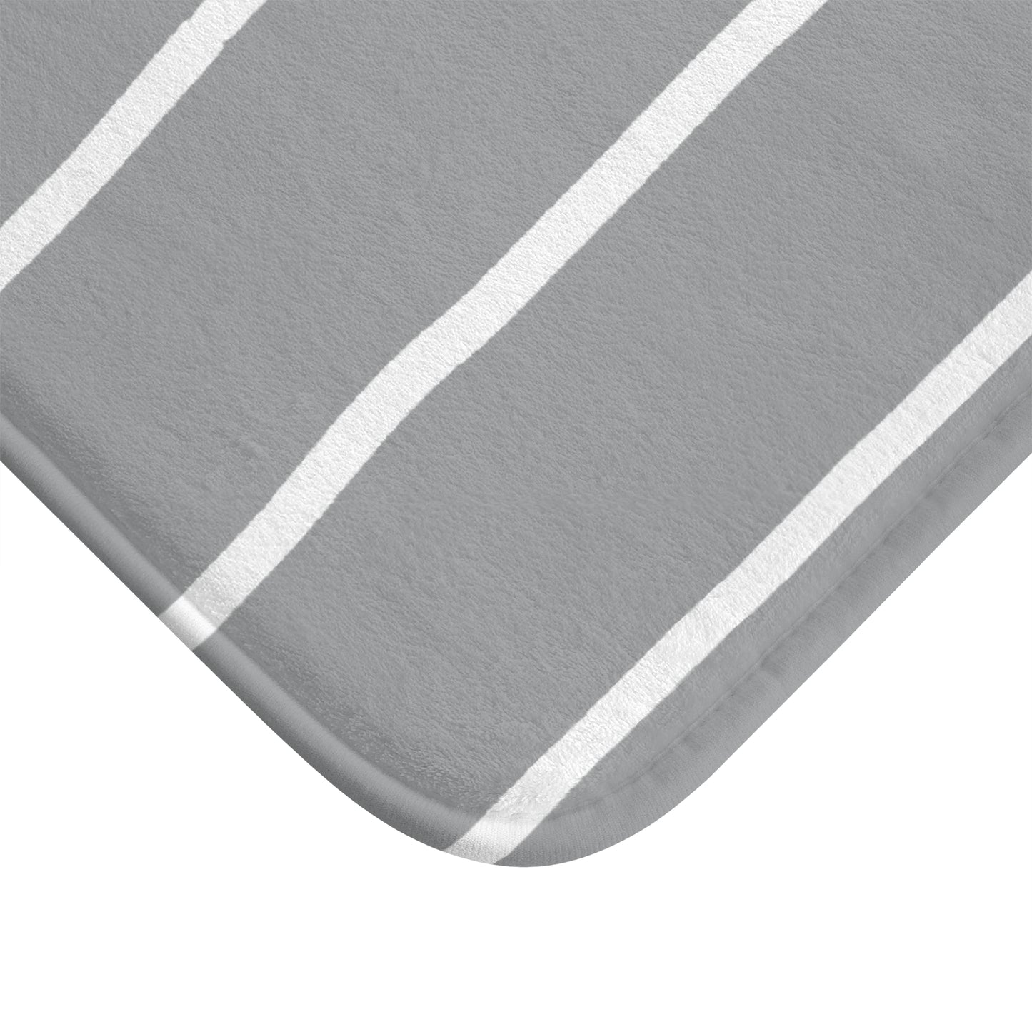 Light Grey Organic Flow White Stripe Bath Mat