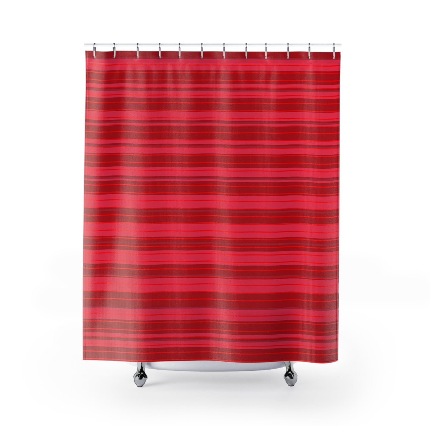 Bold Red And Pink Striped Shower Curtain