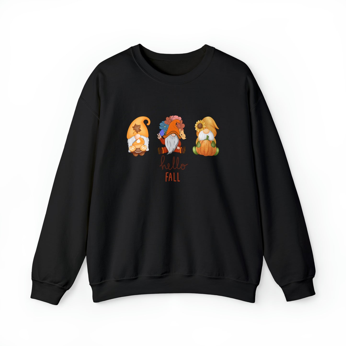 Hello Fall, Gnome Trio, Heavy Blend™ Crewneck Sweatshirt (Available In Other Colors)(Size Up To 5XL)